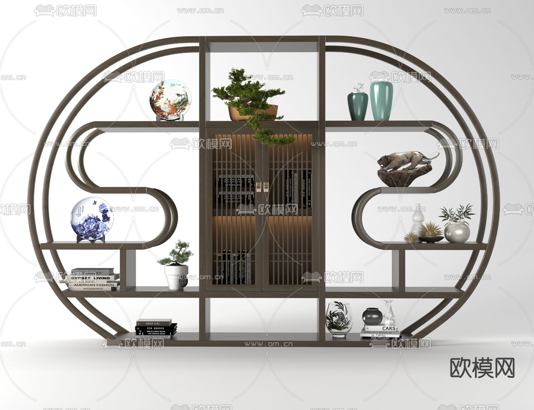 新中式实木博古架3d模型
