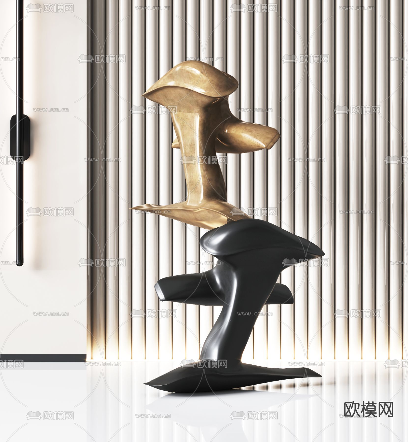 现代抽象雕塑摆件3d模型