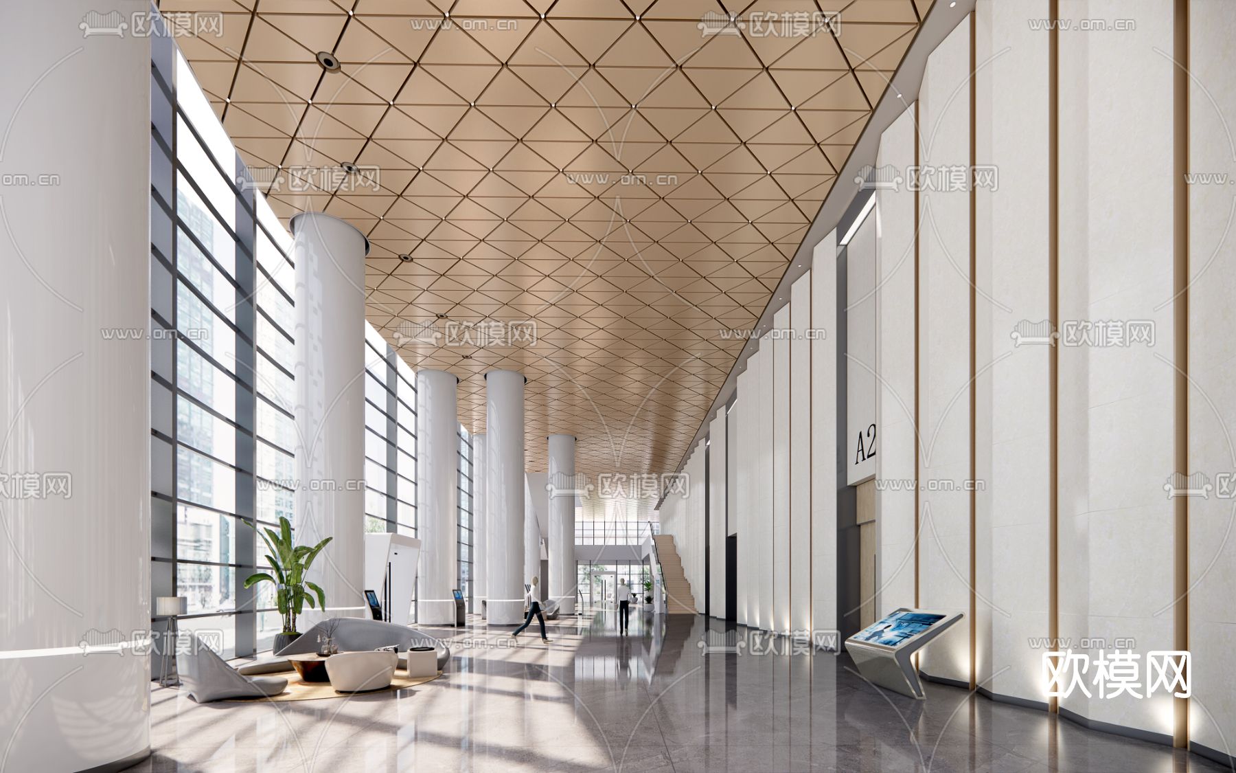 现代大堂前台su模型下载（渲染图2）