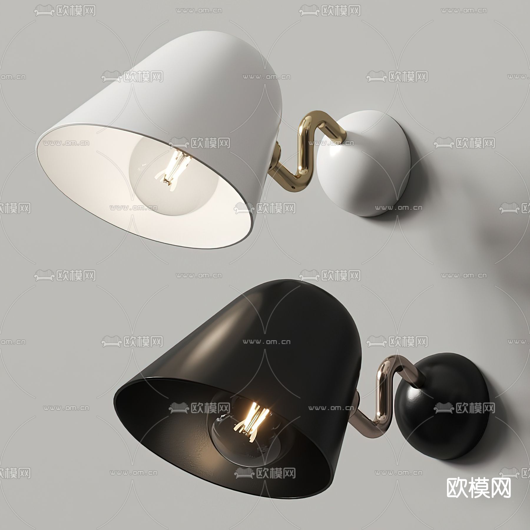 现代金属壁灯su模型