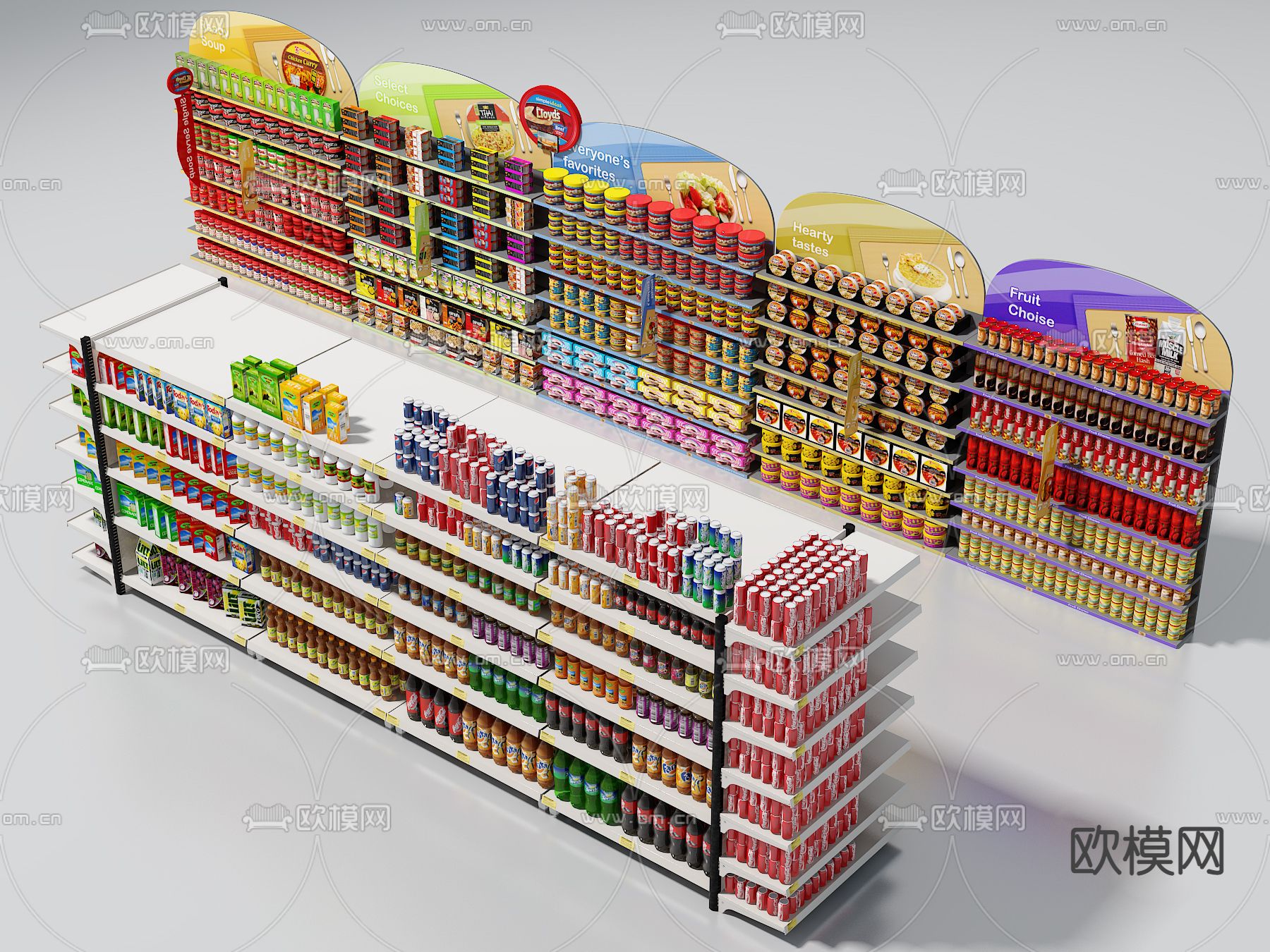 现代超市零食架饮料架3d模型下载
