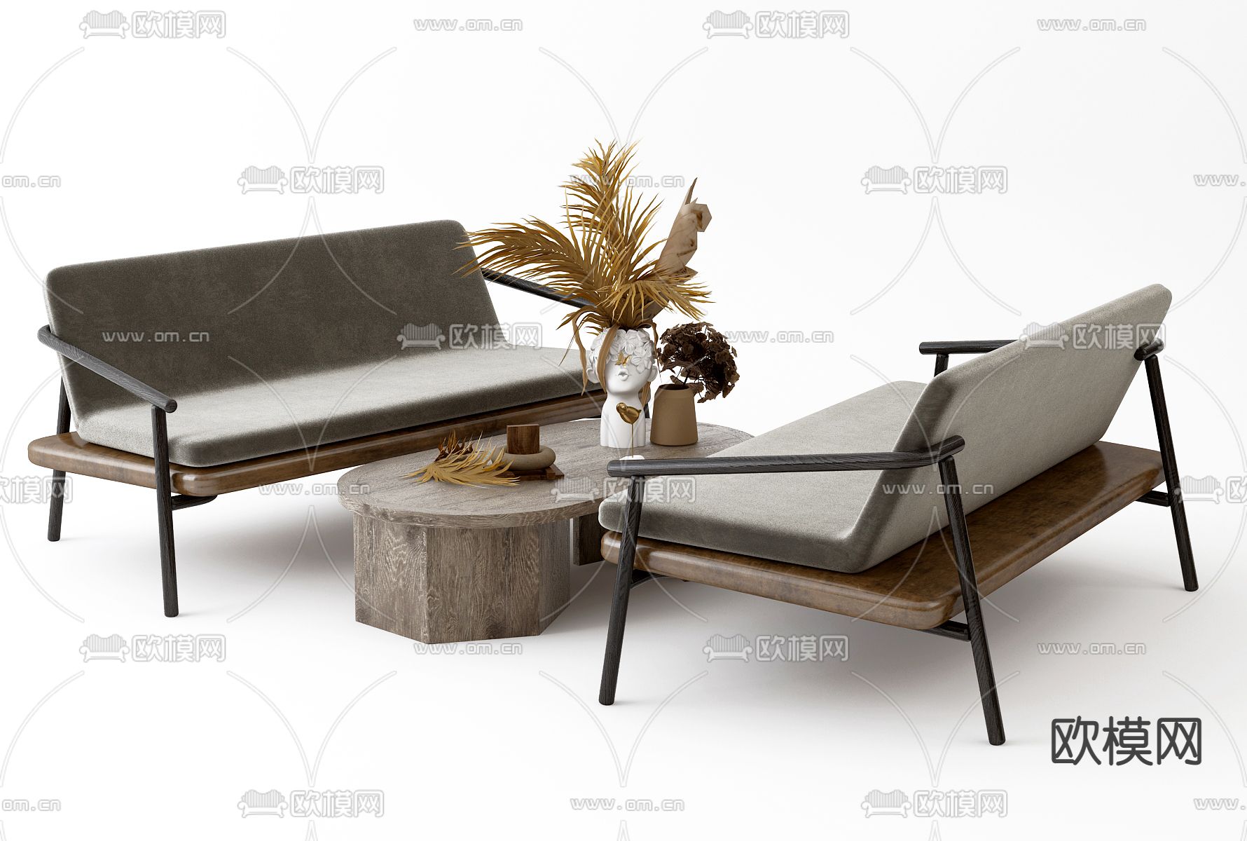 现代布艺休闲桌椅3d模型下载