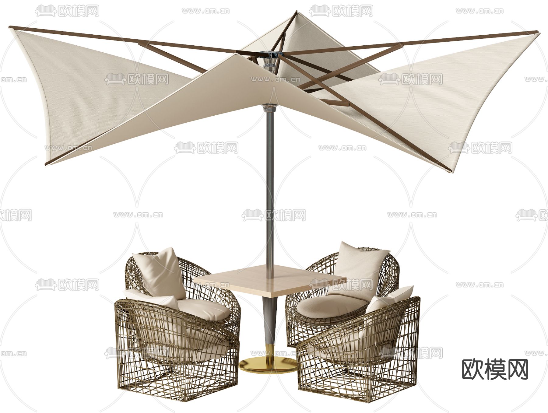 现代户外桌椅3d模型下载