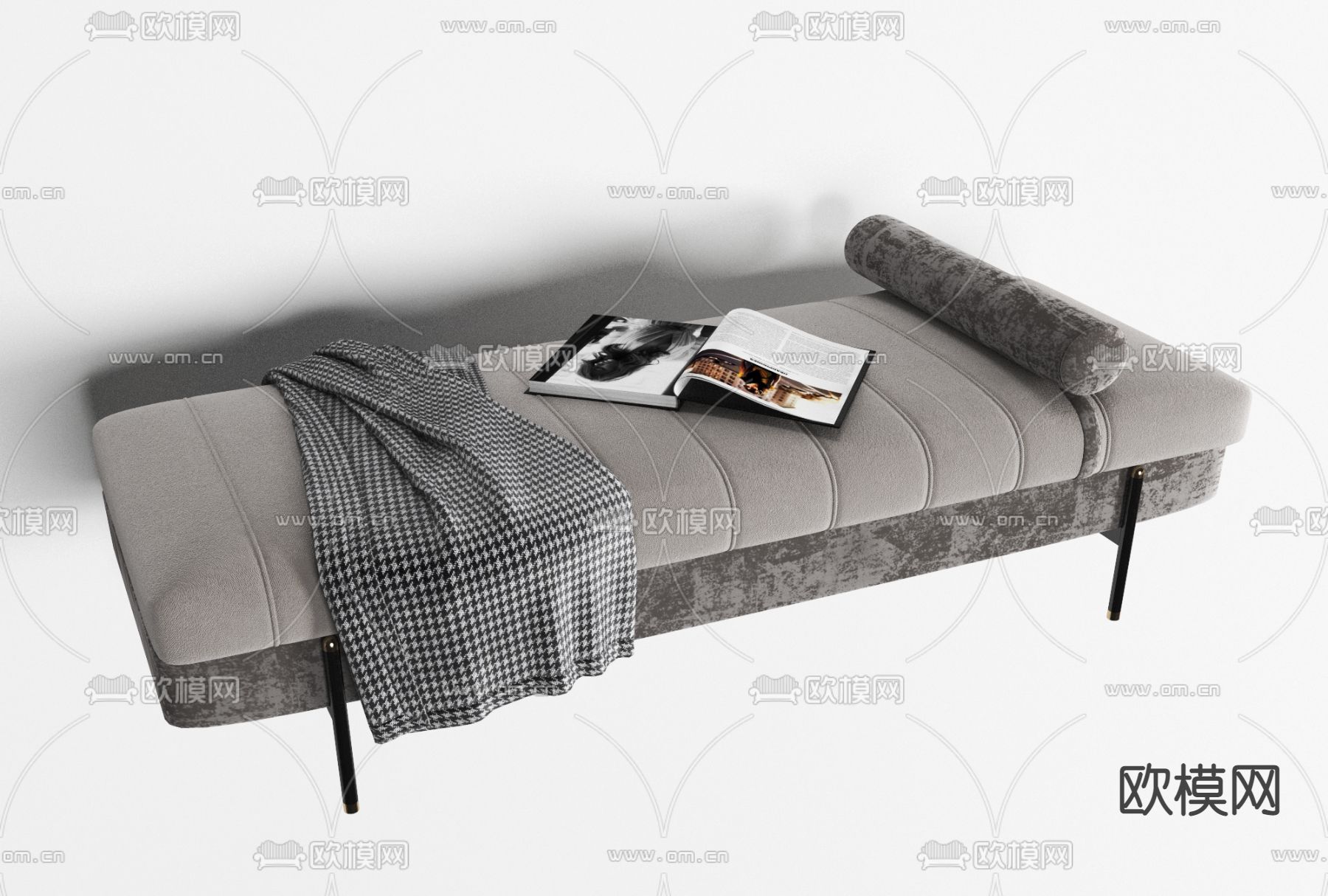 现代布艺长凳免费3d模型下载