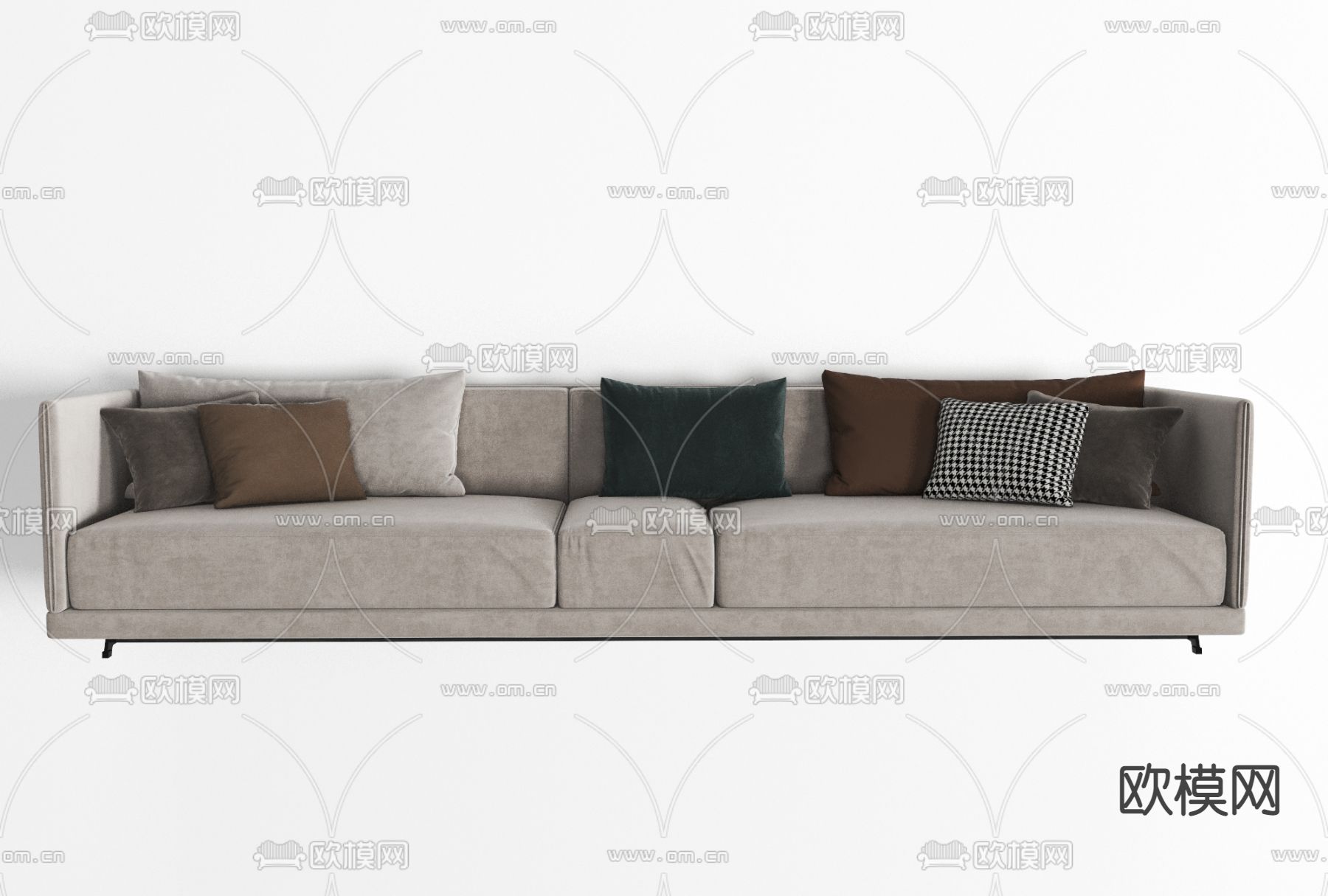 现代布艺多人沙发免费3d模型下载