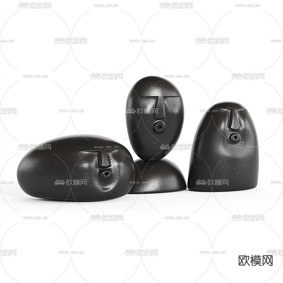 现代抽象雕塑摆件3d模型下载(渲染图2)