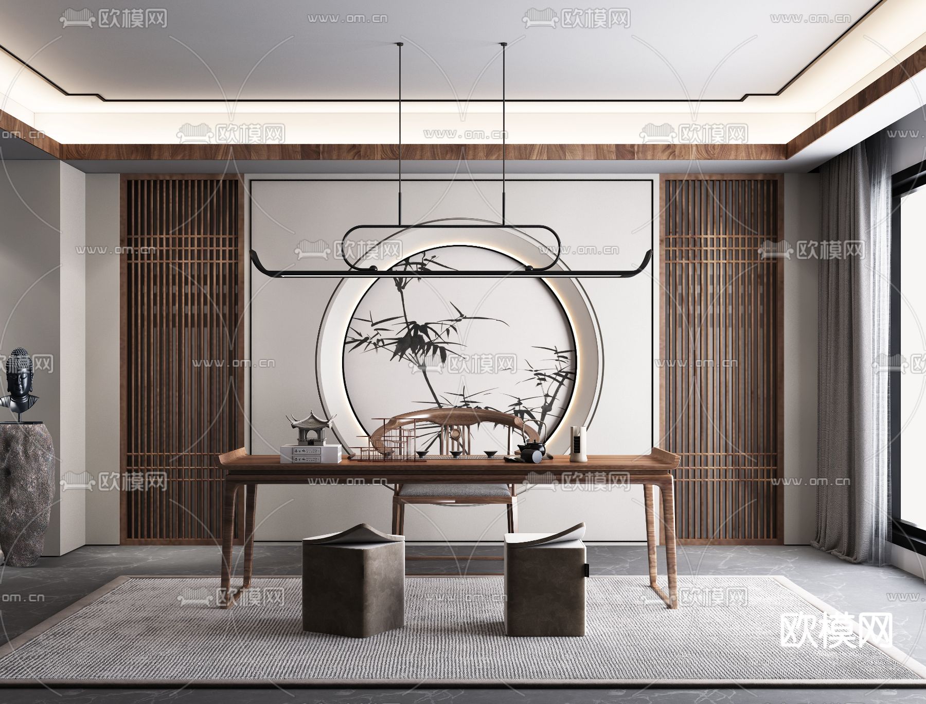 新中式茶室3d模型