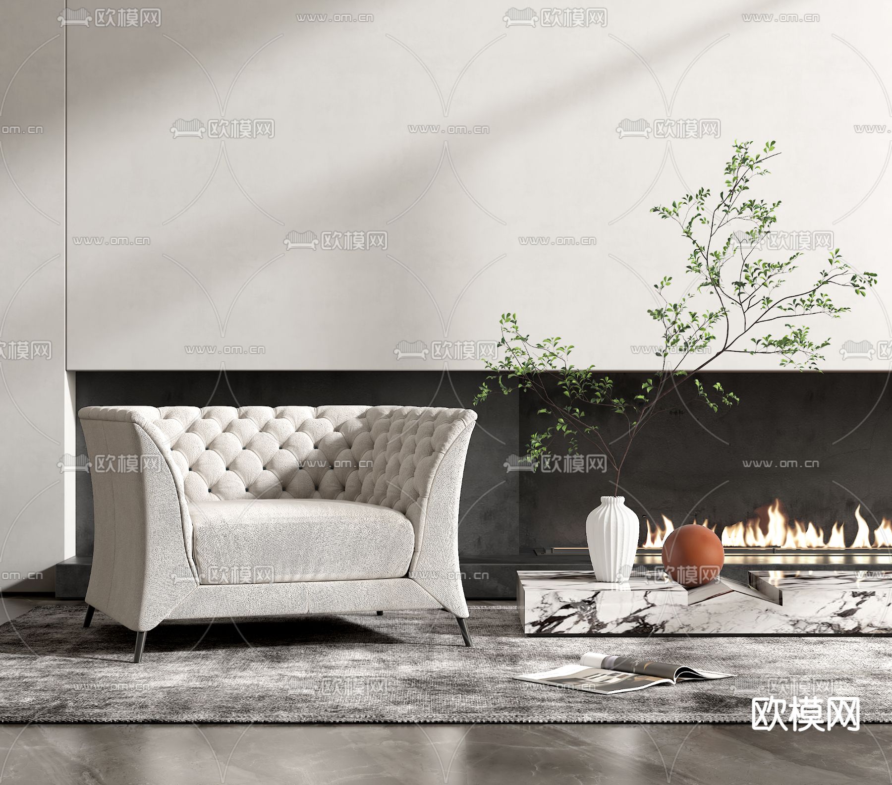 Natuzzi 现代布艺单人沙发3d模型