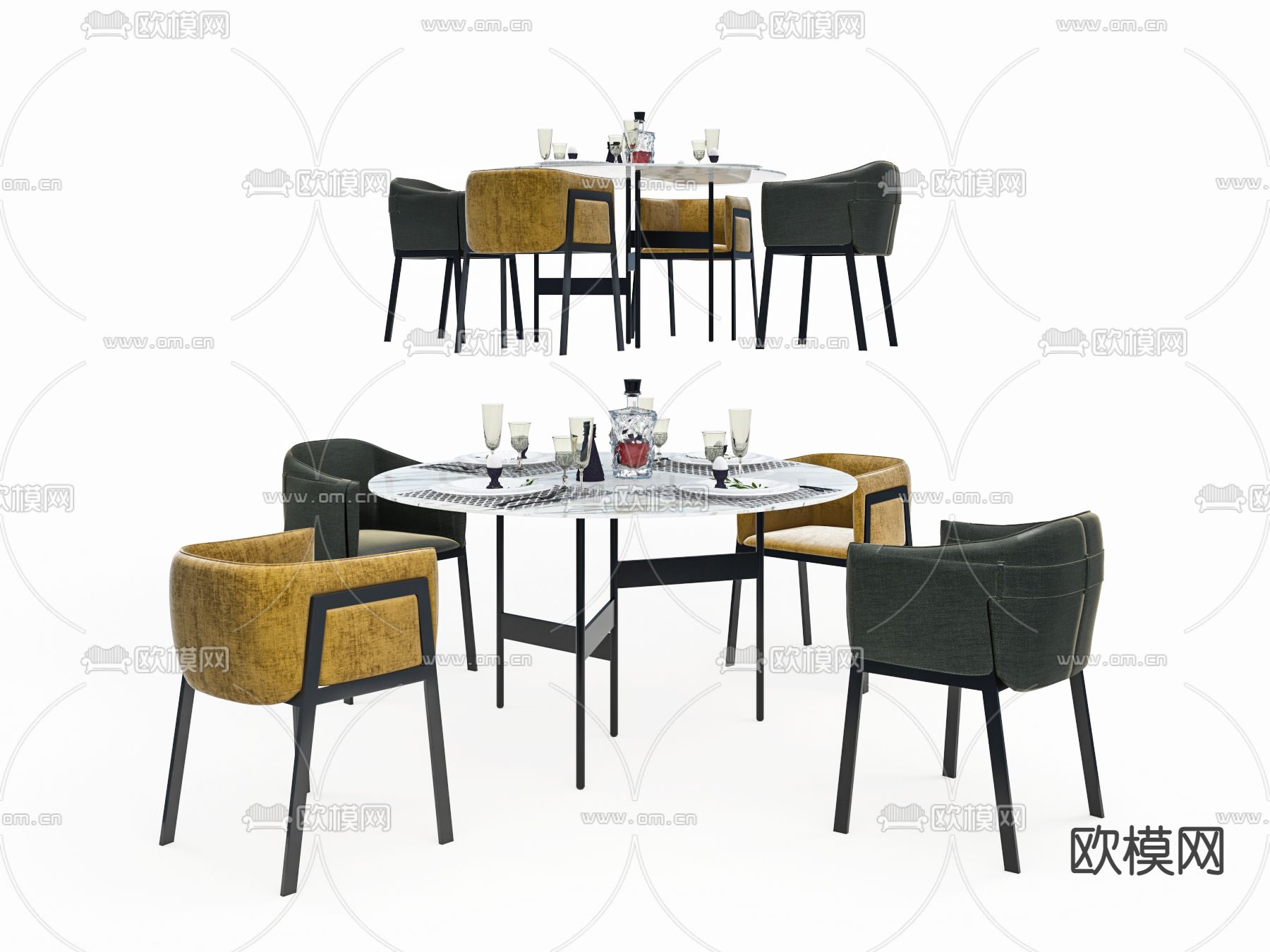 现代大理石休闲桌椅3d模型下载