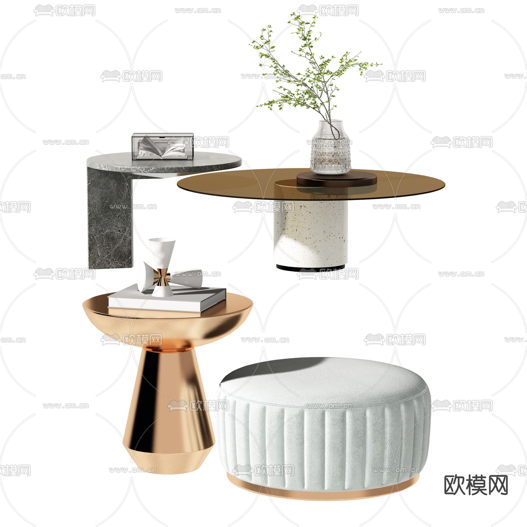 现代子母茶几3d模型下载