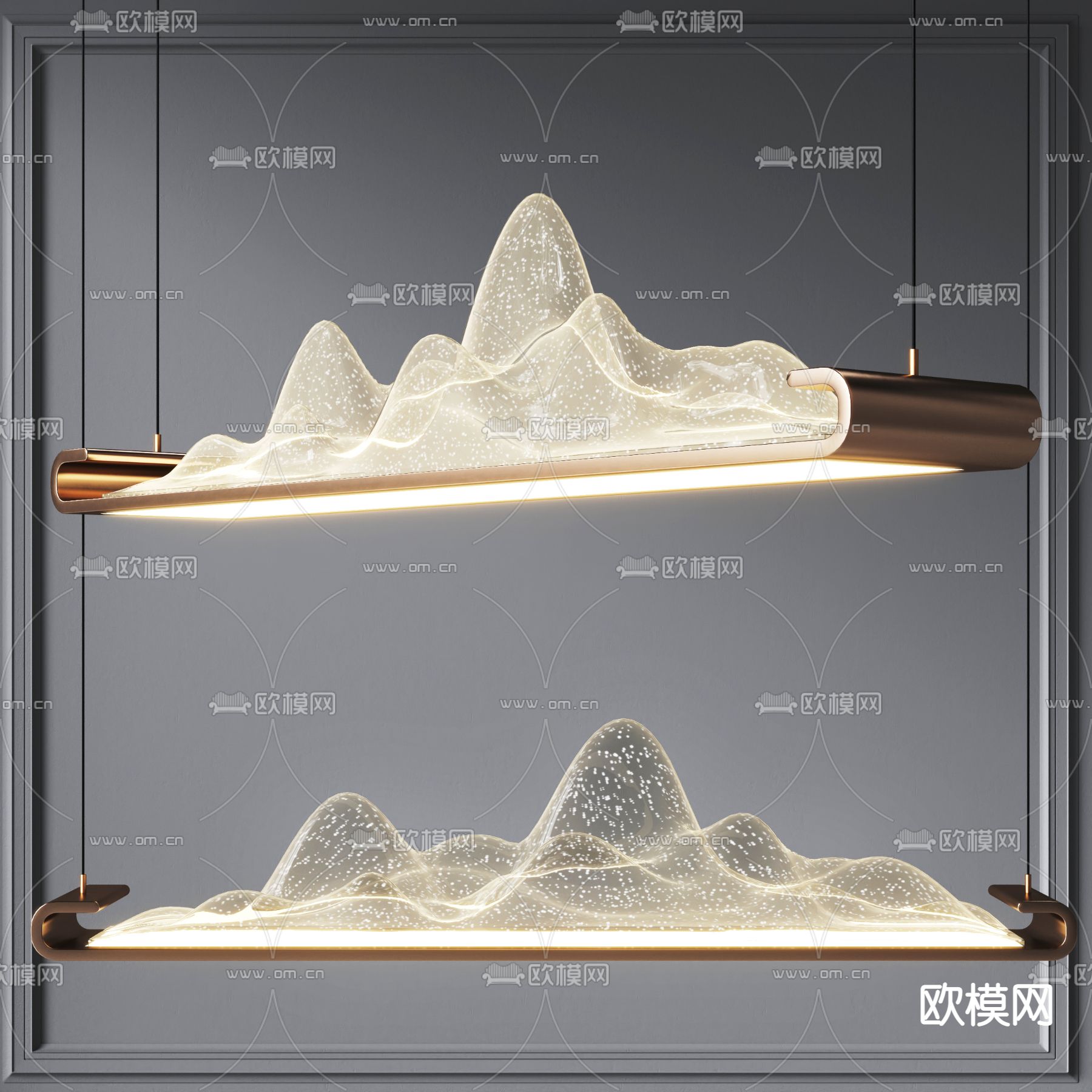 新中式山脉吊灯3d模型