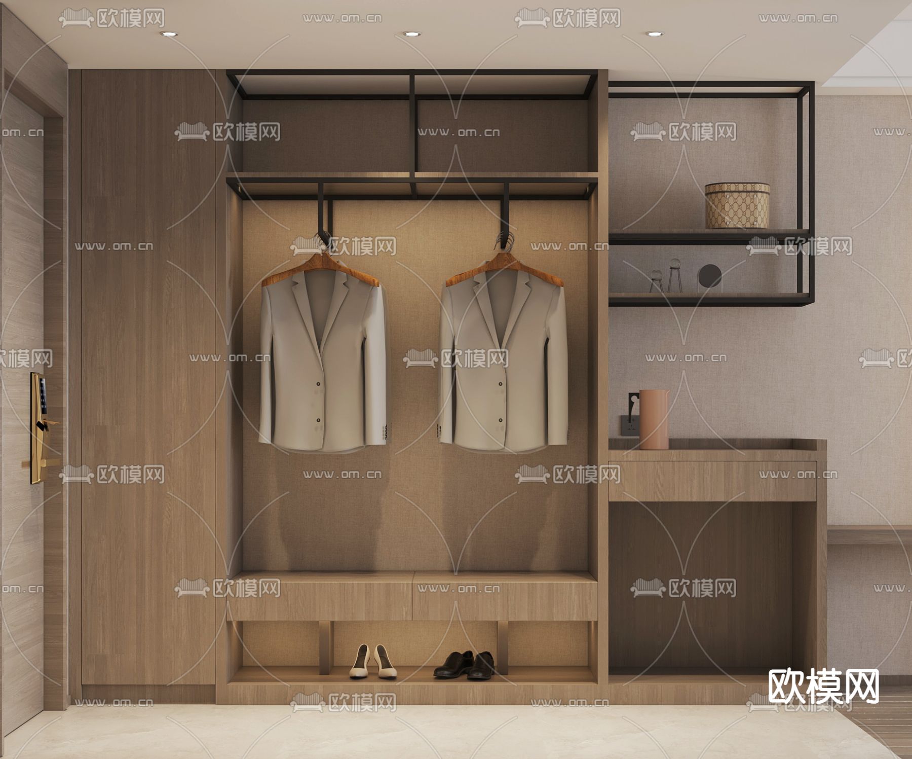 现代酒店双床客房3d模型下载（渲染图2）