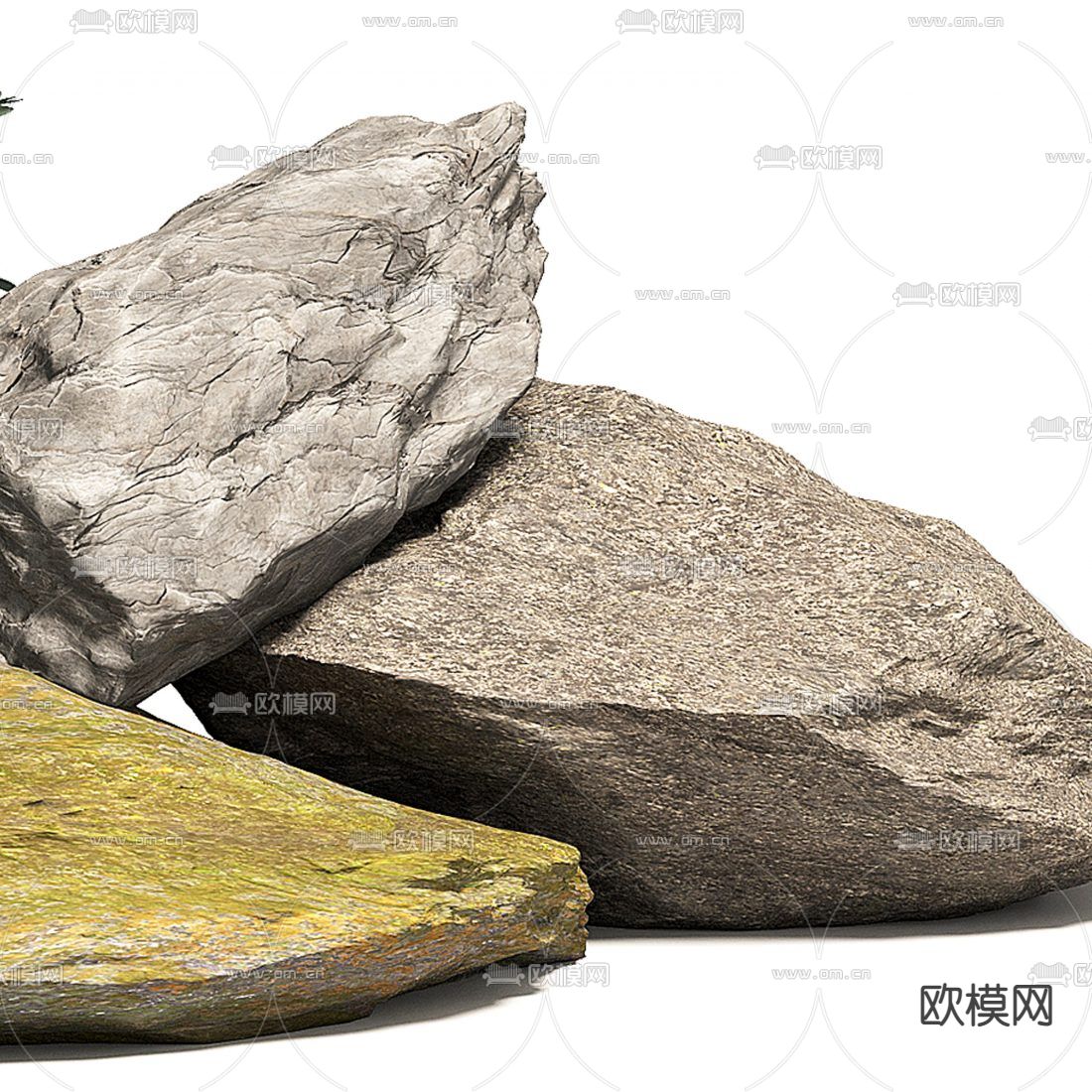 现代石头植物园艺小品3d模型下载（渲染图6）