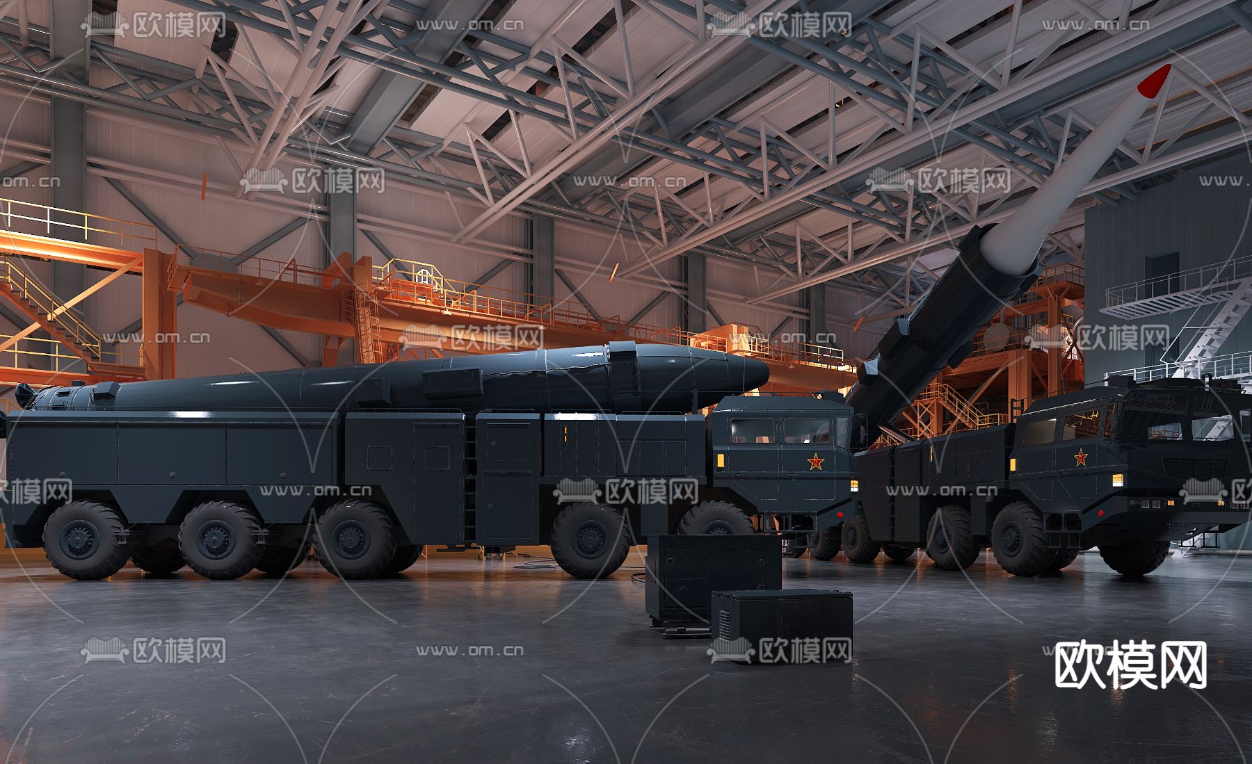 现代东风导弹军事武器3d模型下载（渲染图2）