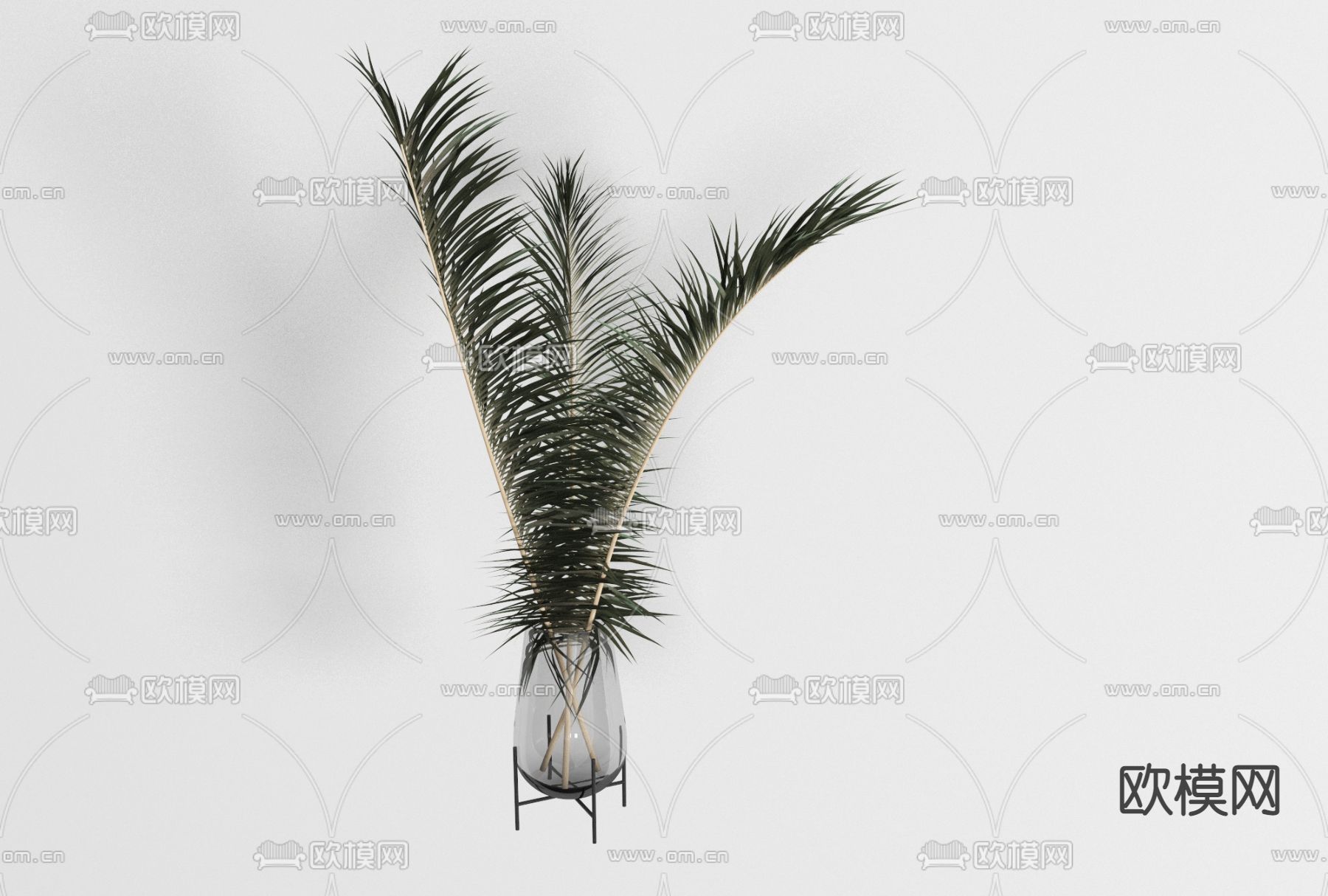 现代玻璃花瓶花艺免费3d模型下载