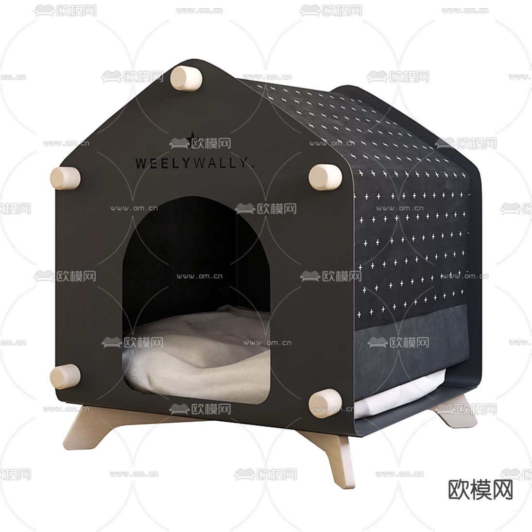 现代猫窝猫舍3d模型下载（渲染图1）