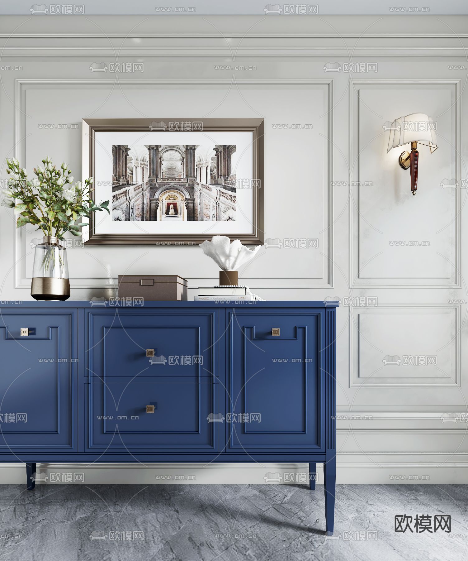 美式边柜玄关柜3d模型下载