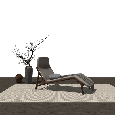  侘寂布艺躺椅su模型 
