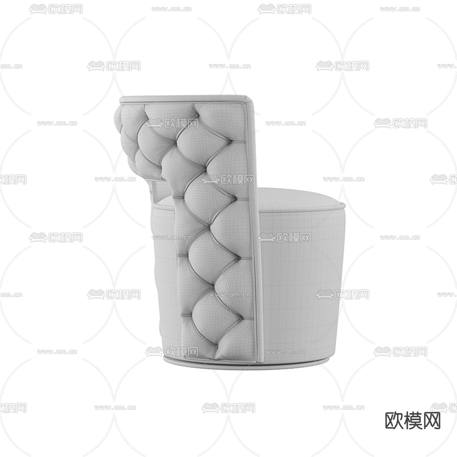 简欧布艺单人沙发3d模型下载（渲染图3）