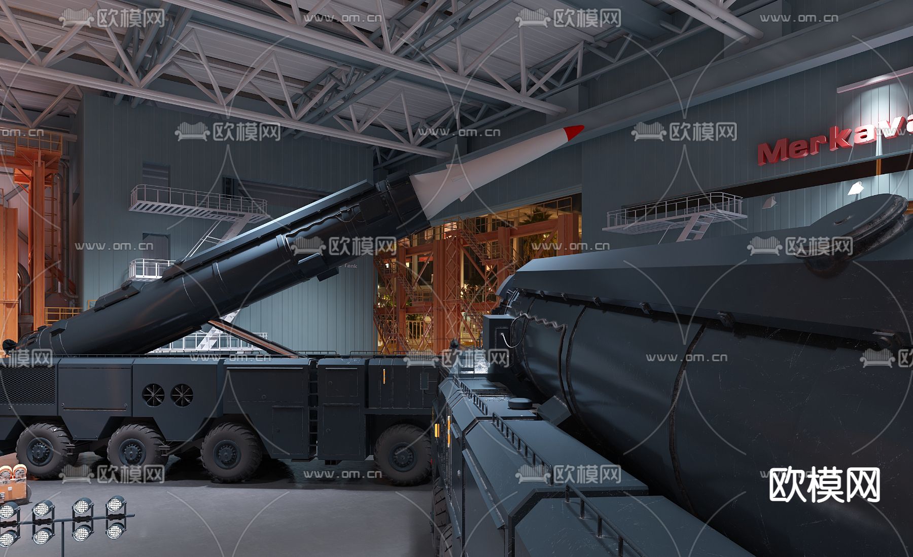 现代东风导弹军事武器3d模型下载（渲染图3）
