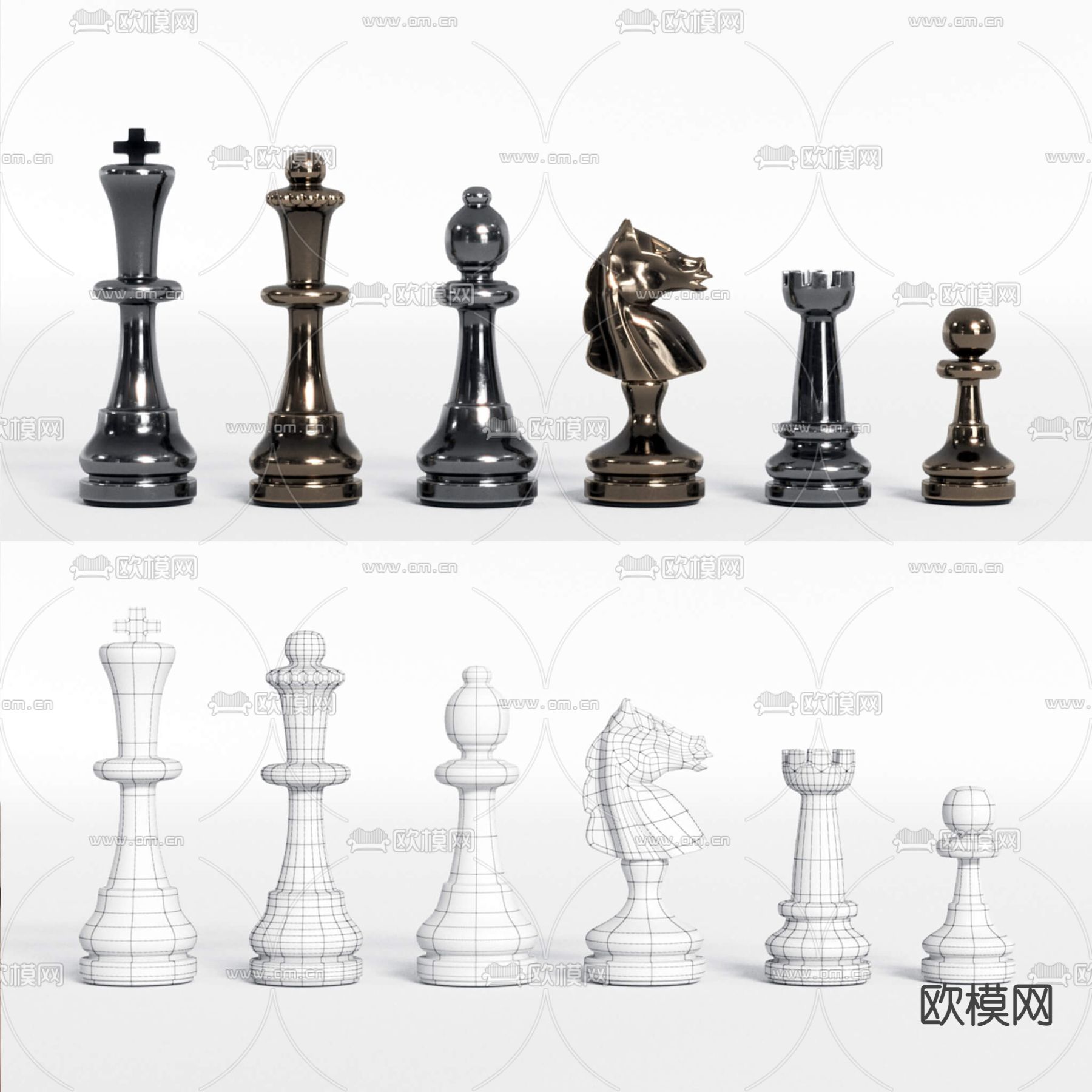 现代国际象棋3d模型下载（渲染图2）