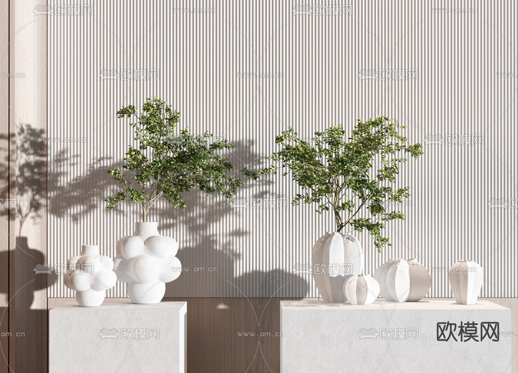 现代水培绿植花瓶花艺3d模型下载