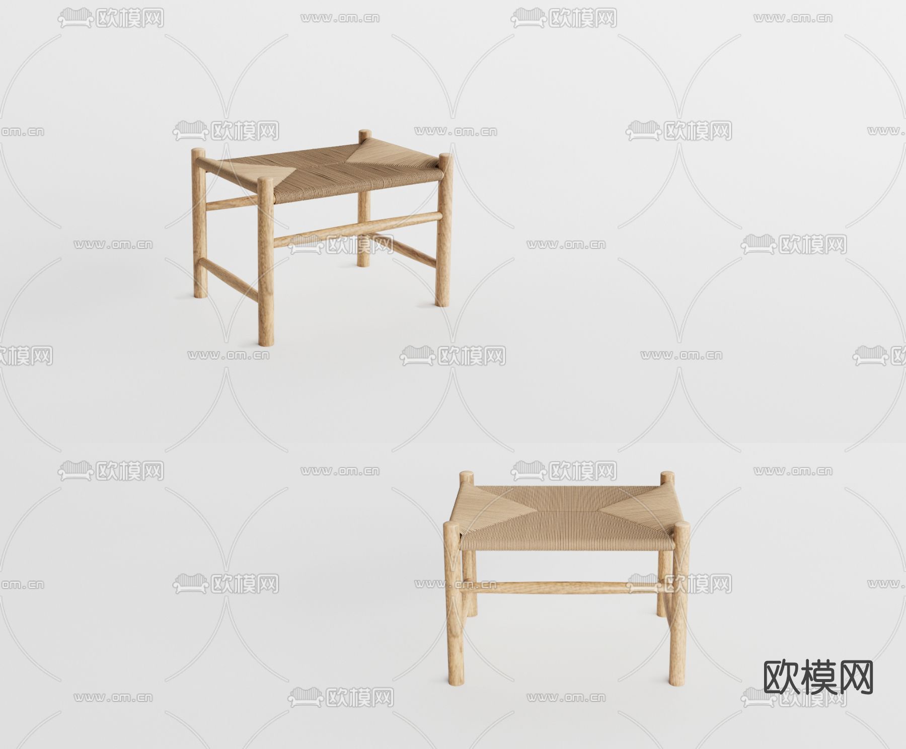 日式编织凳子su模型下载（渲染图1）