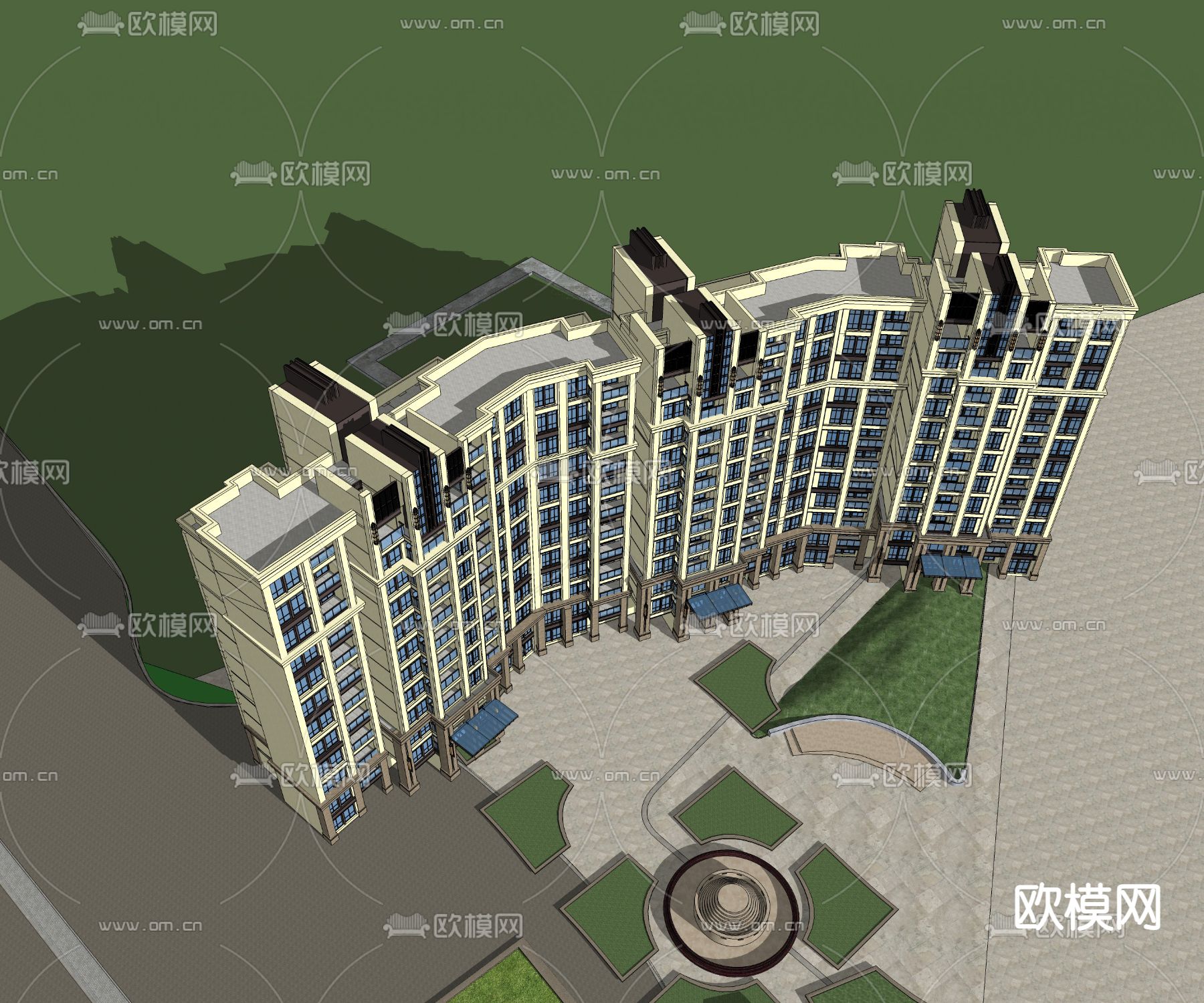 现代住宅su模型下载（渲染图3）