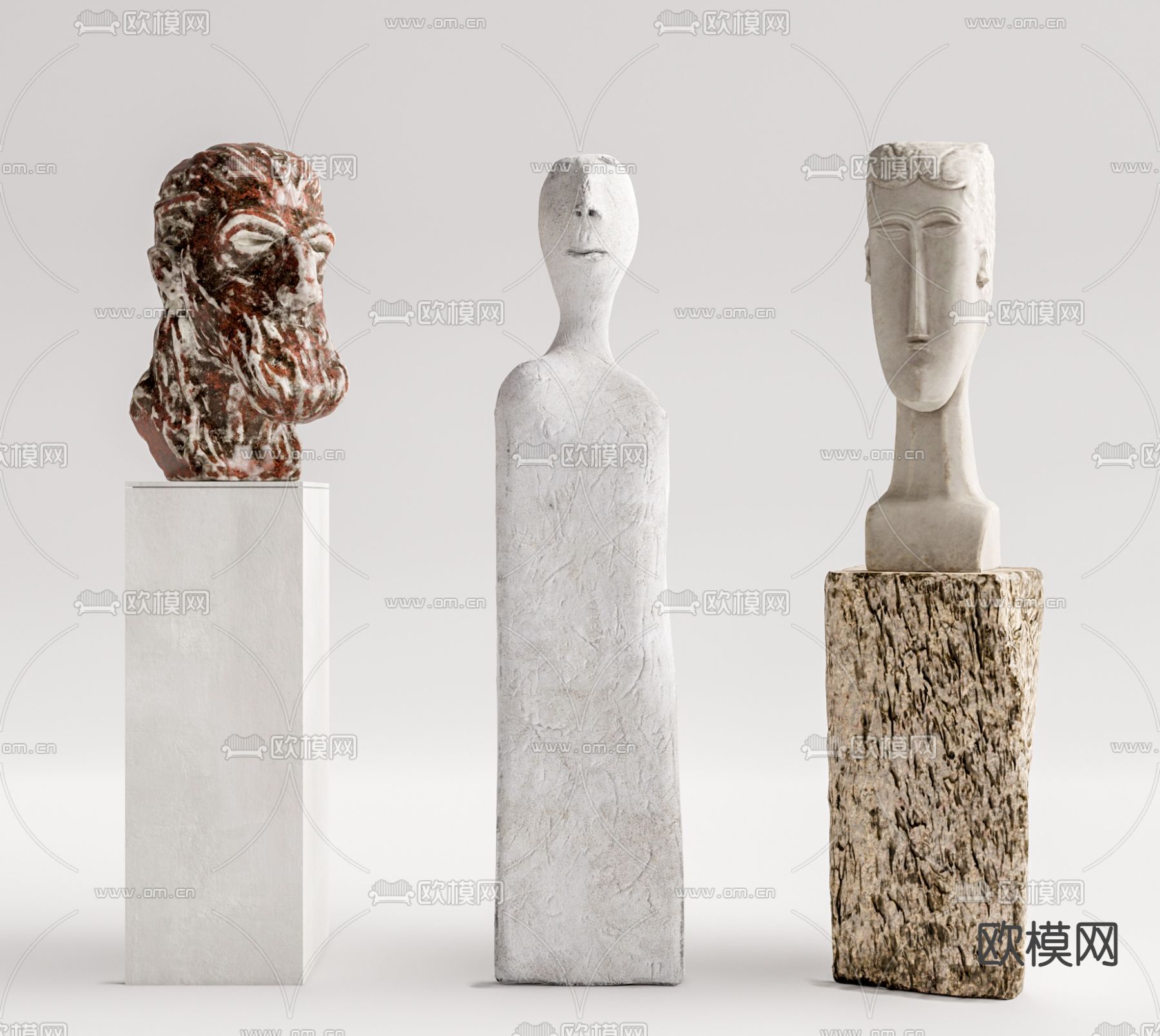 侘寂风抽象雕塑su模型下载（渲染图1）