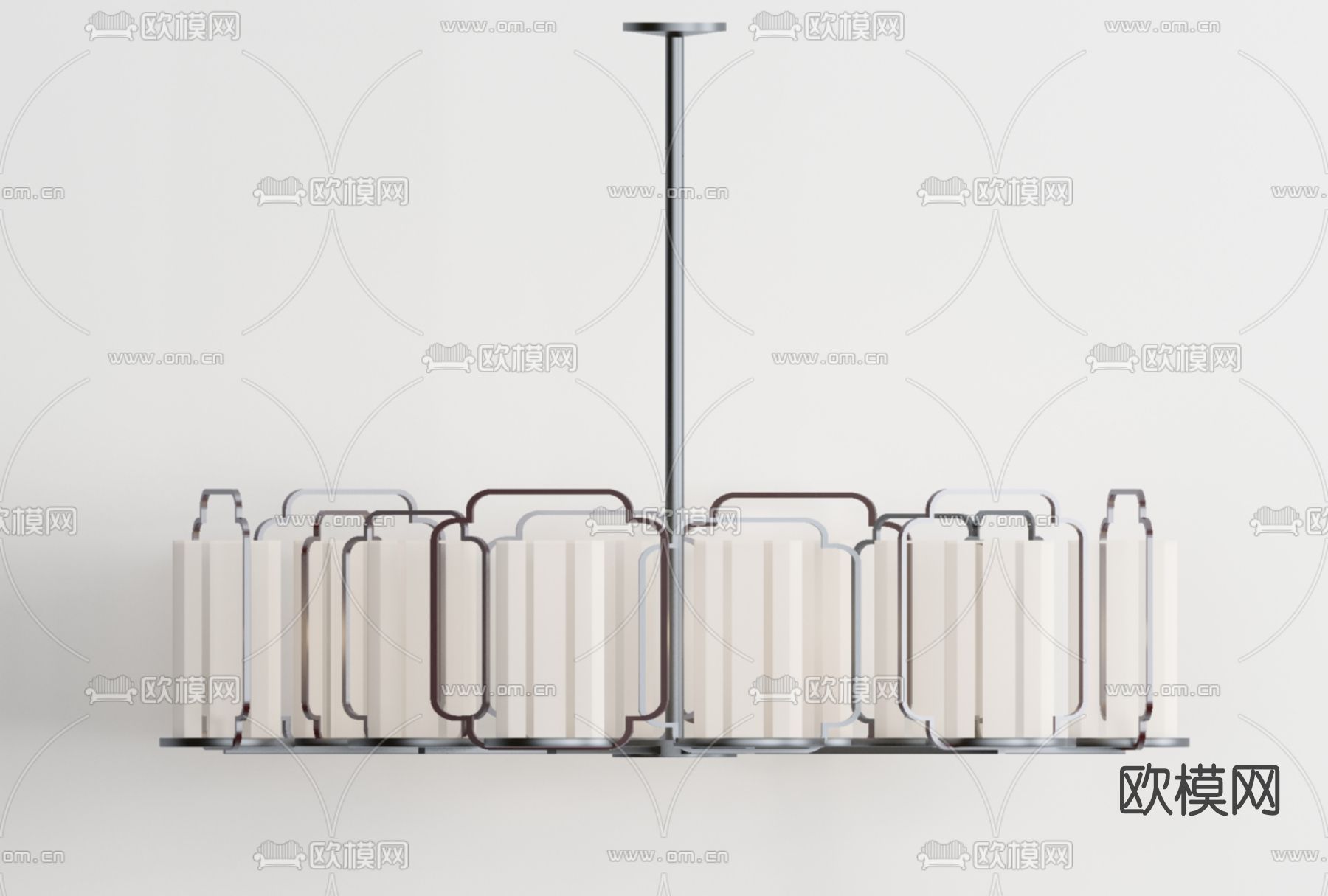 新中式多头吊灯免费3d模型下载