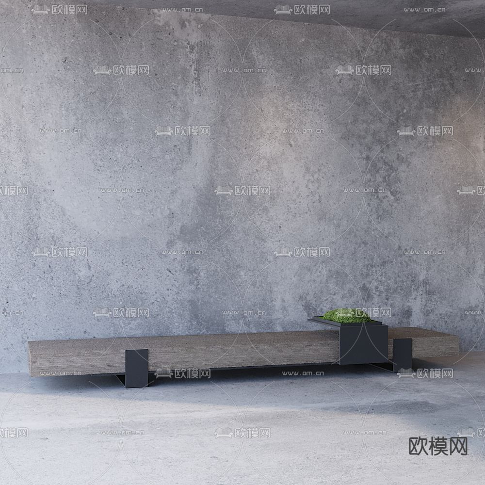 新中式公共长凳免费3d模型下载