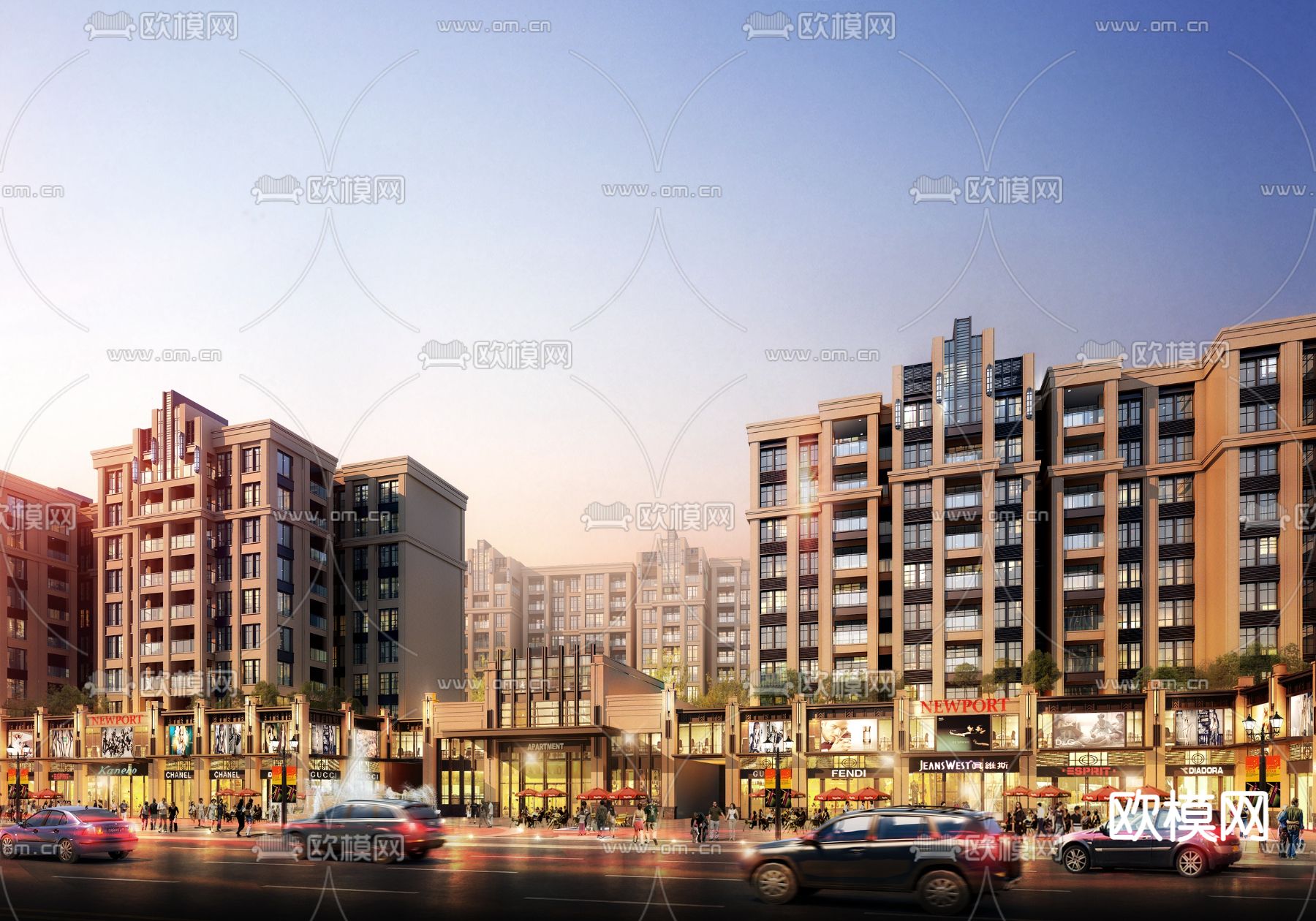 简欧住宅su模型下载（渲染图1）