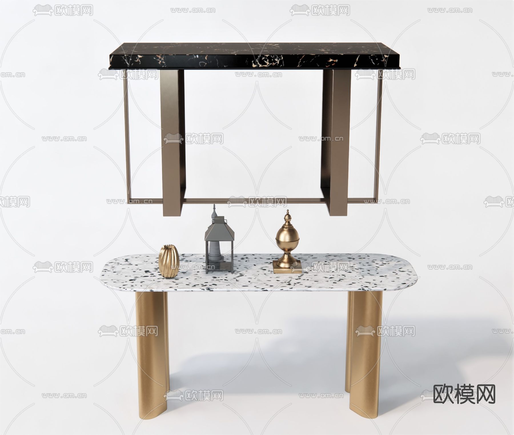 现代端景条案su模型