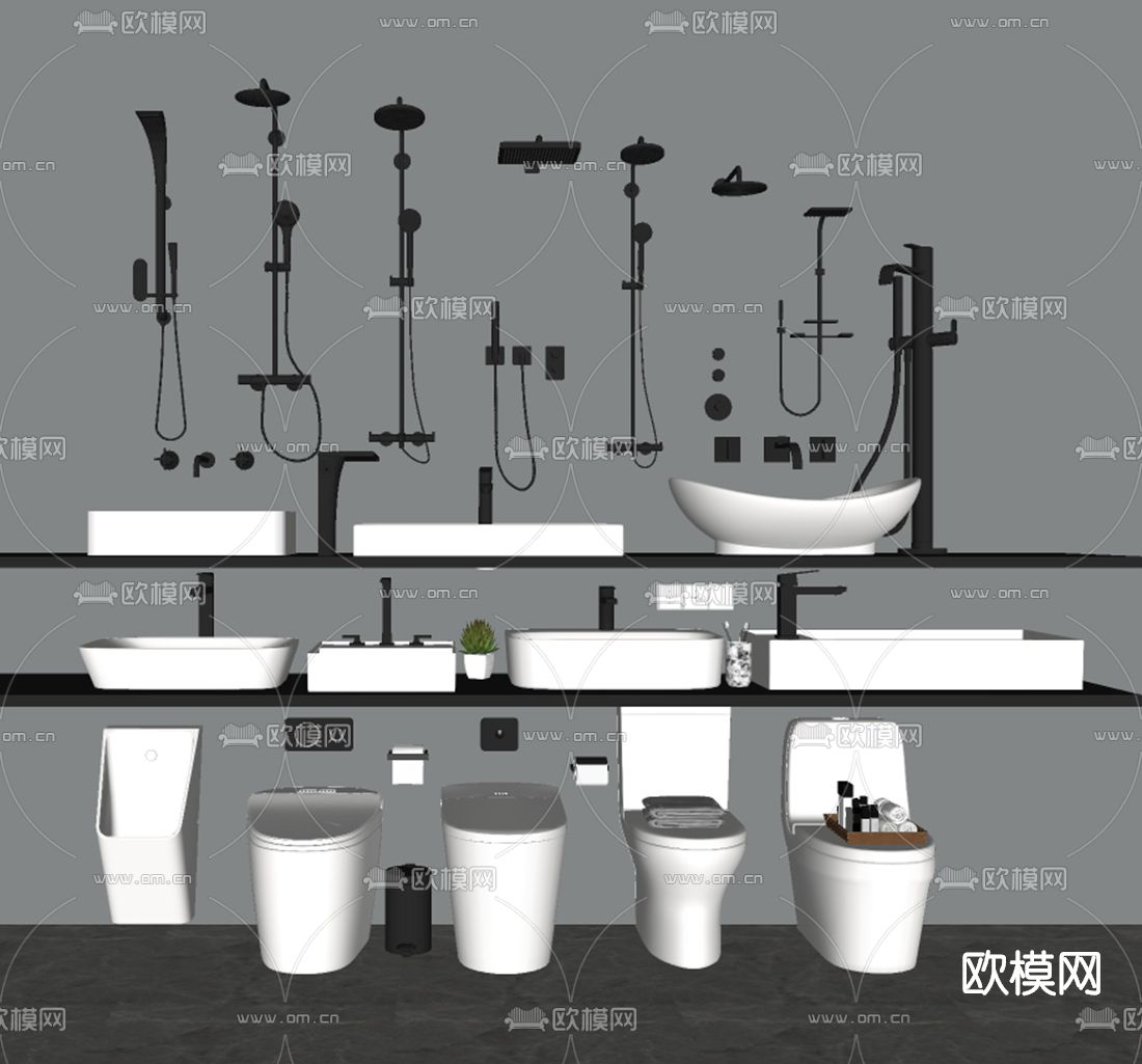 现代卫浴小件su模型