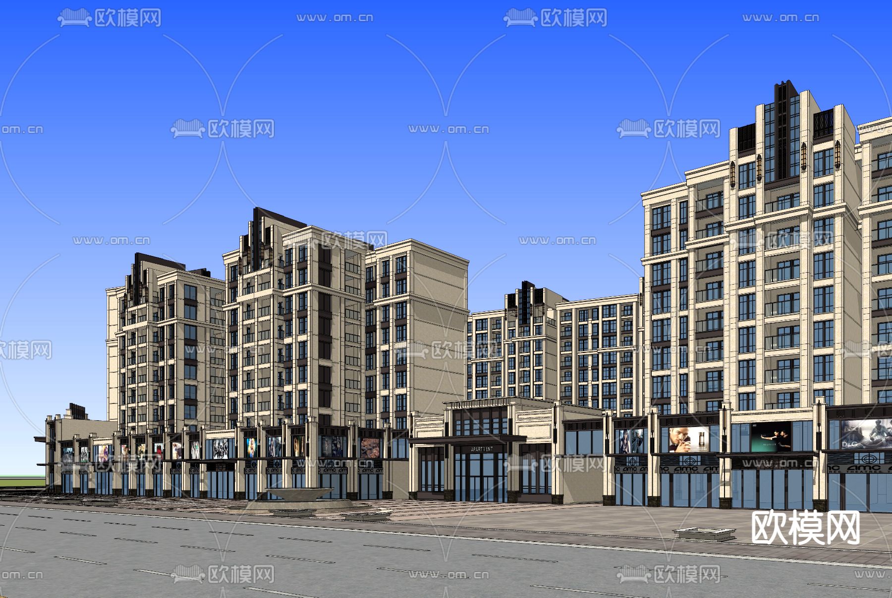 简欧住宅su模型下载（渲染图2）