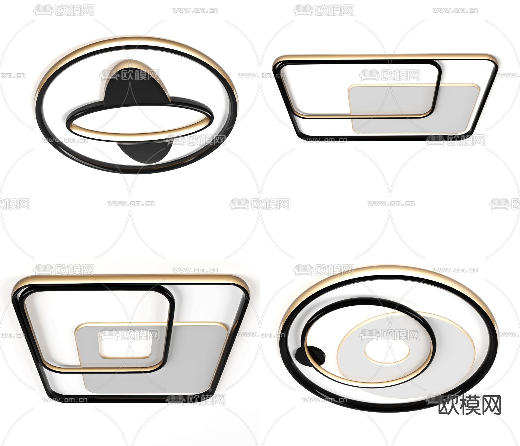 现代金属几何吸顶灯3d模型