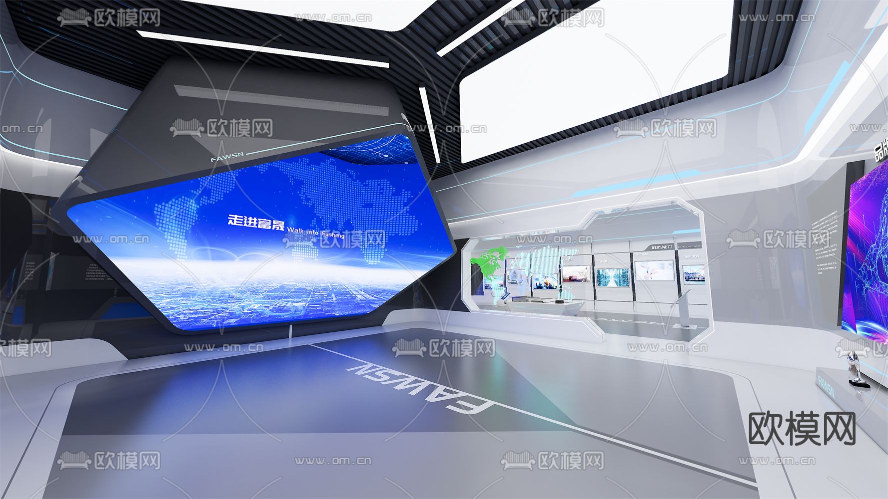 现代科技展厅su模型下载（渲染图1）