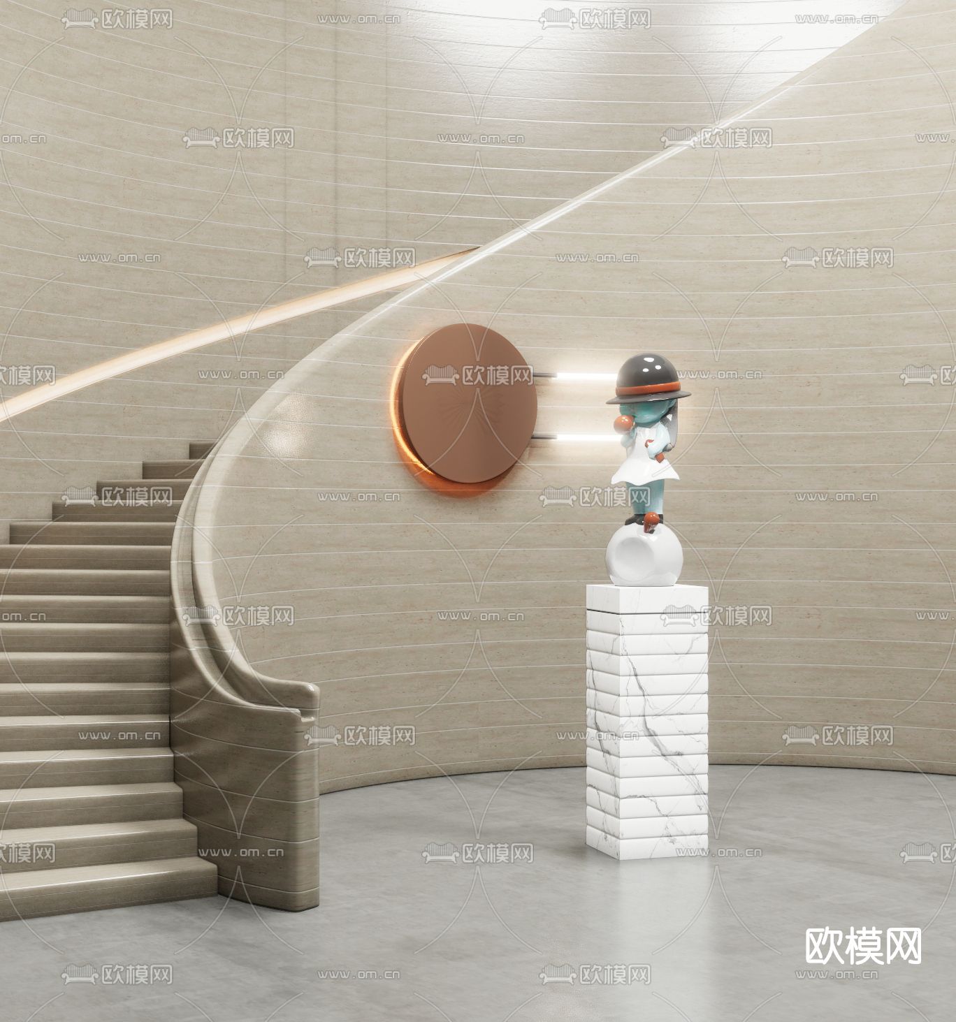现代旋转楼梯su模型