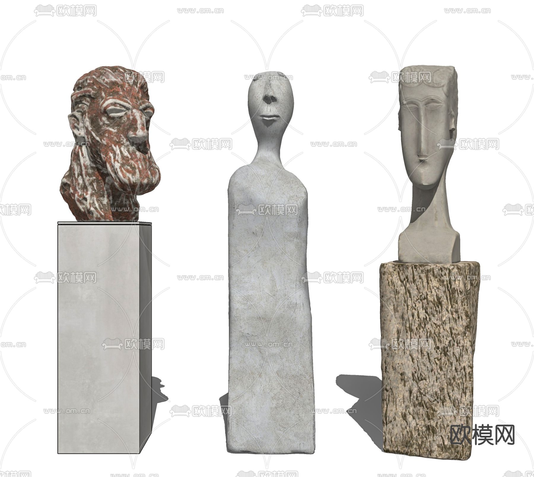 侘寂风抽象雕塑su模型下载（渲染图2）