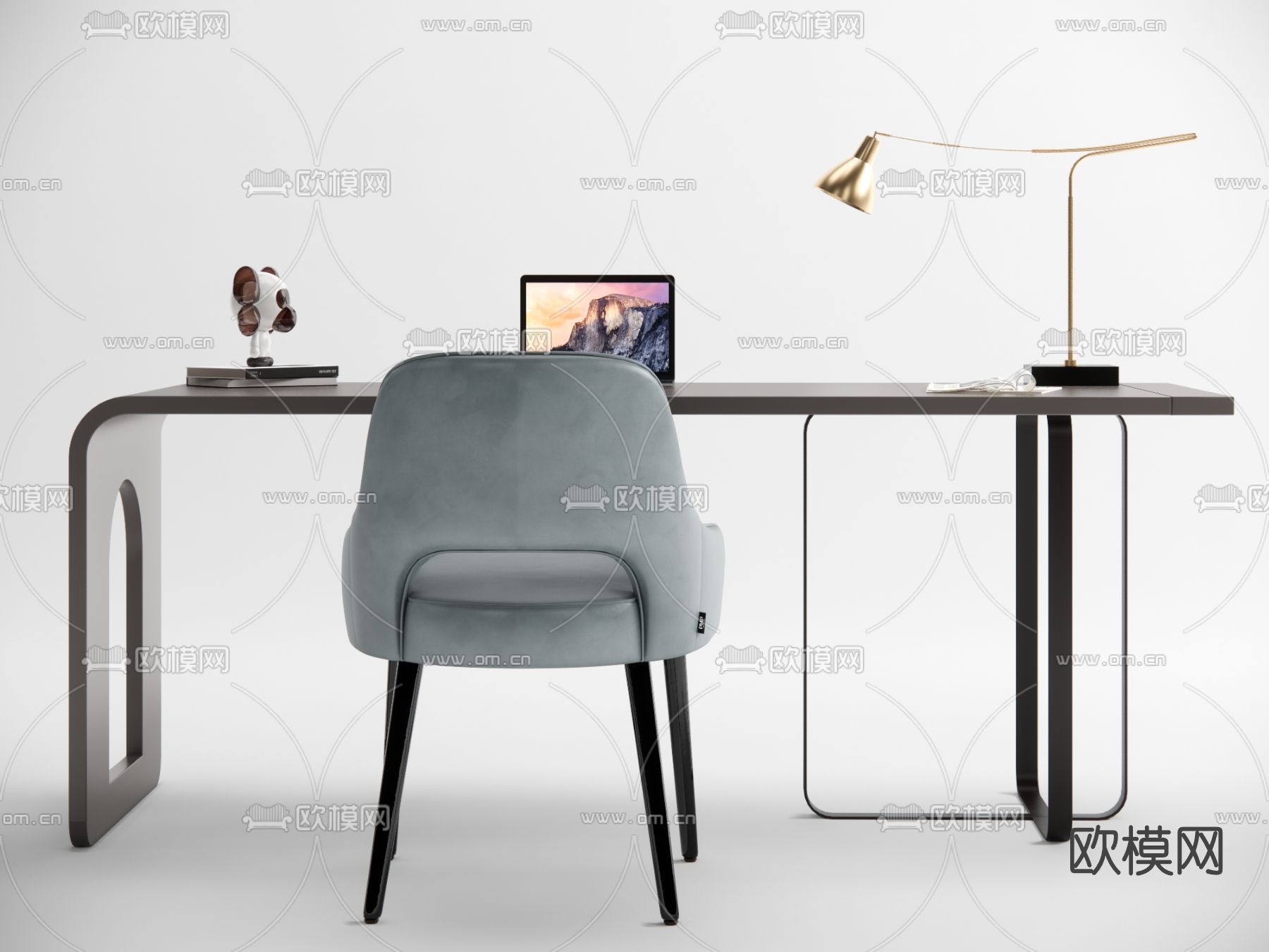 现代书桌椅su模型下载（渲染图3）