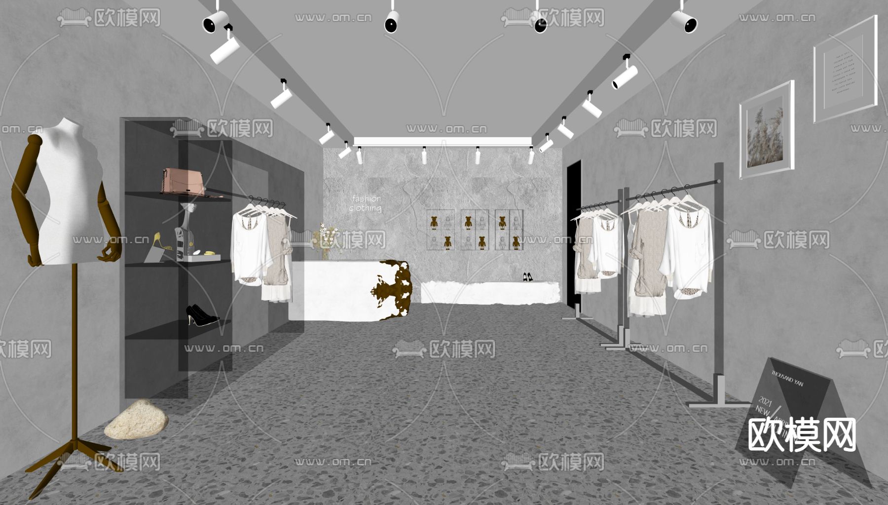 现代服装店女装店su模型