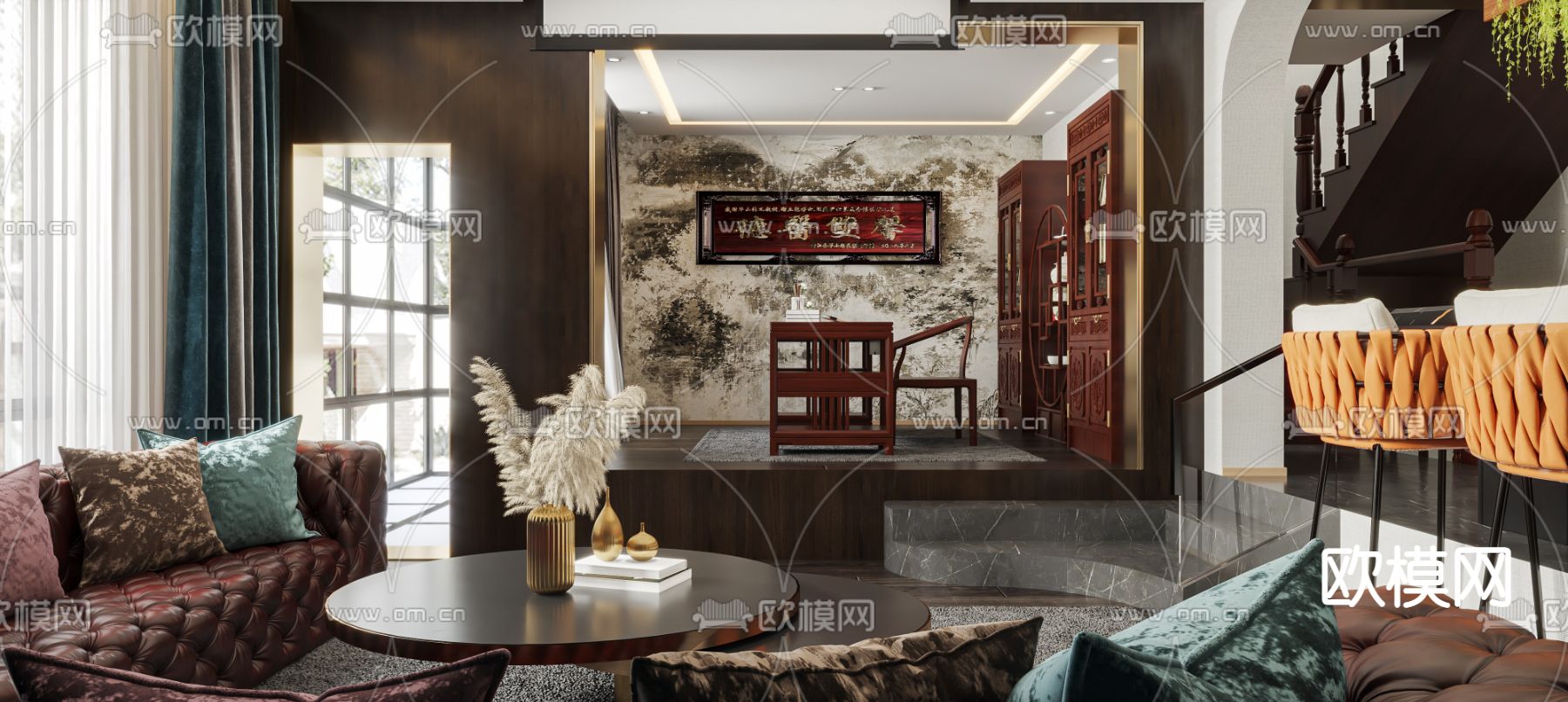 后现代跃式客餐厅3d模型下载（渲染图2）