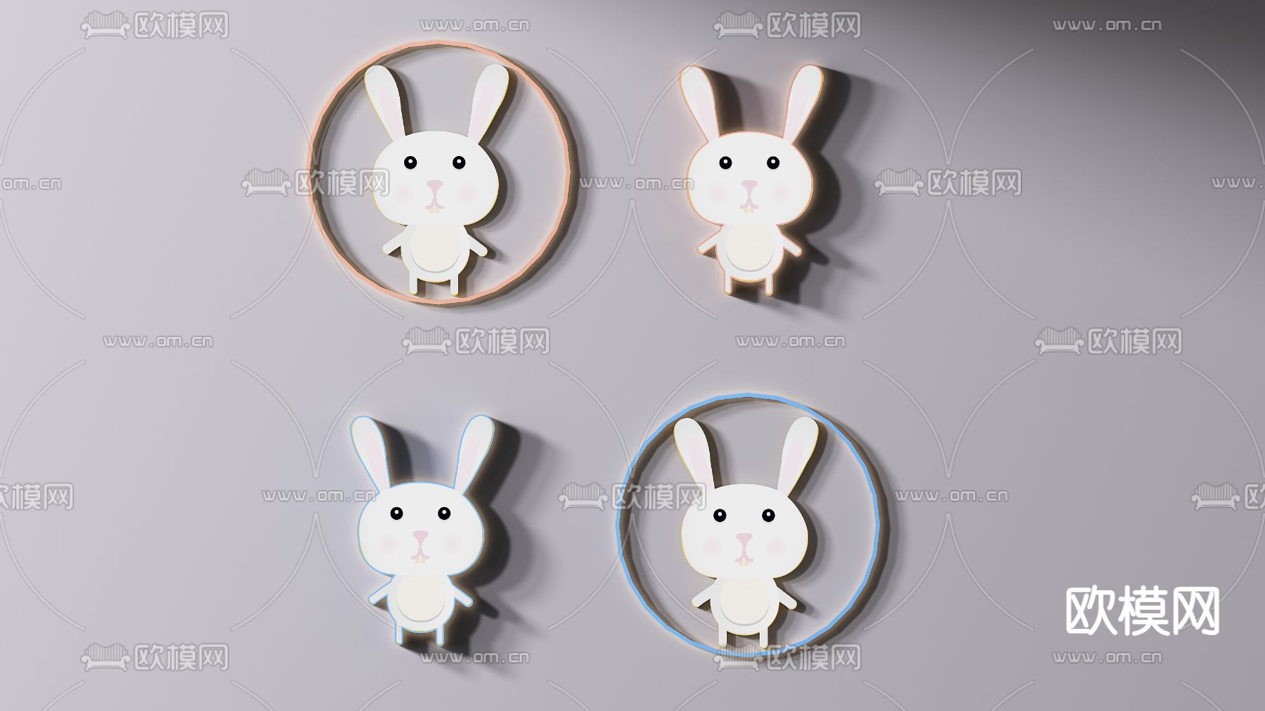 现代儿童灯壁灯3d模型下载（渲染图1）