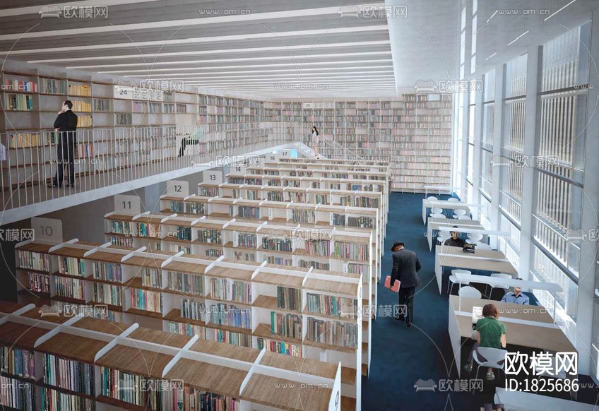 圖書館cad施工圖下載(渲染圖6)