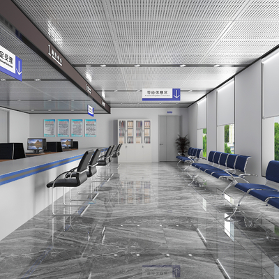  现代办事大厅su模型 