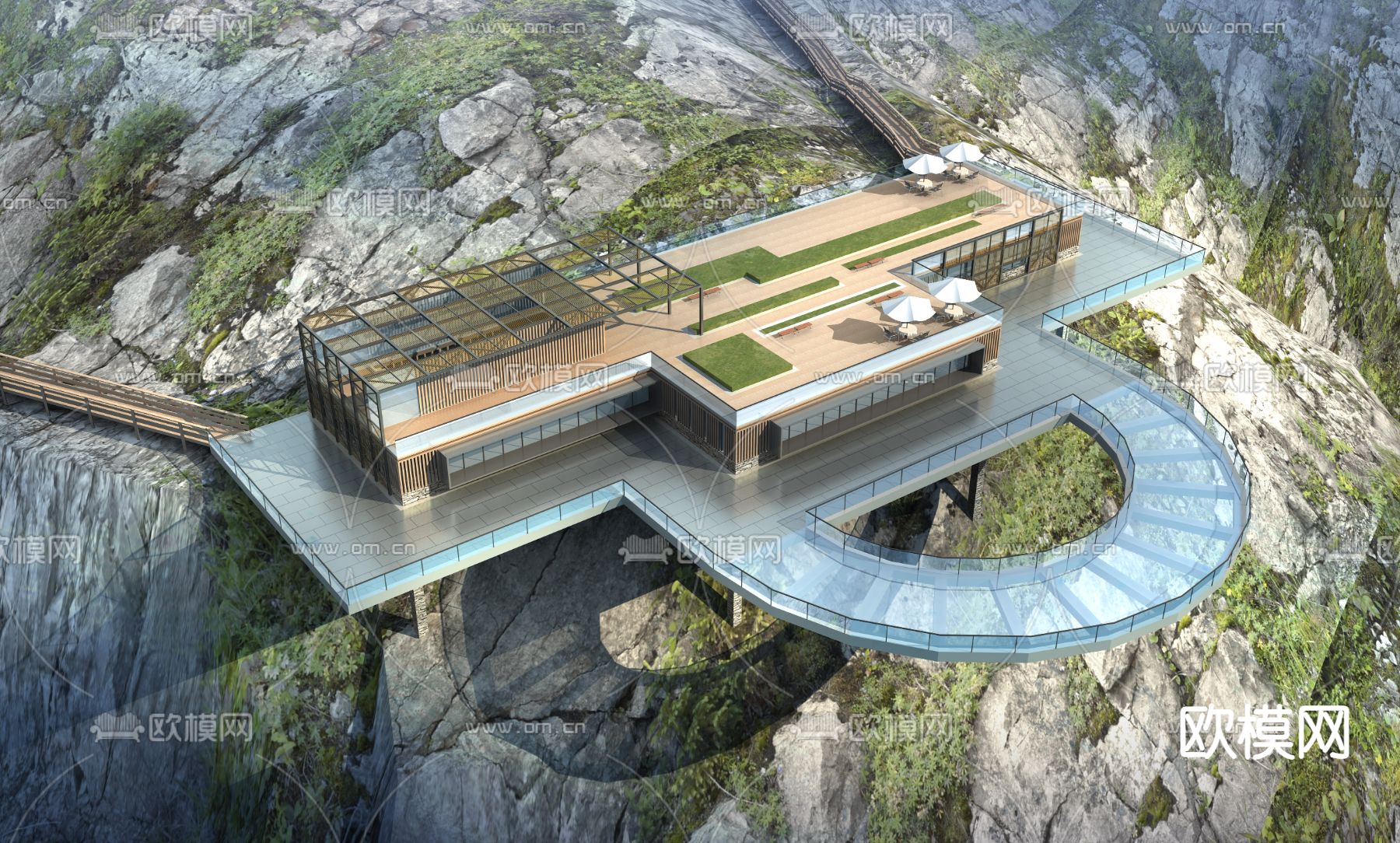 海拔负88米“深坑酒店”！造价20亿、180°观景露台、网红玻璃栈道…_崖壁