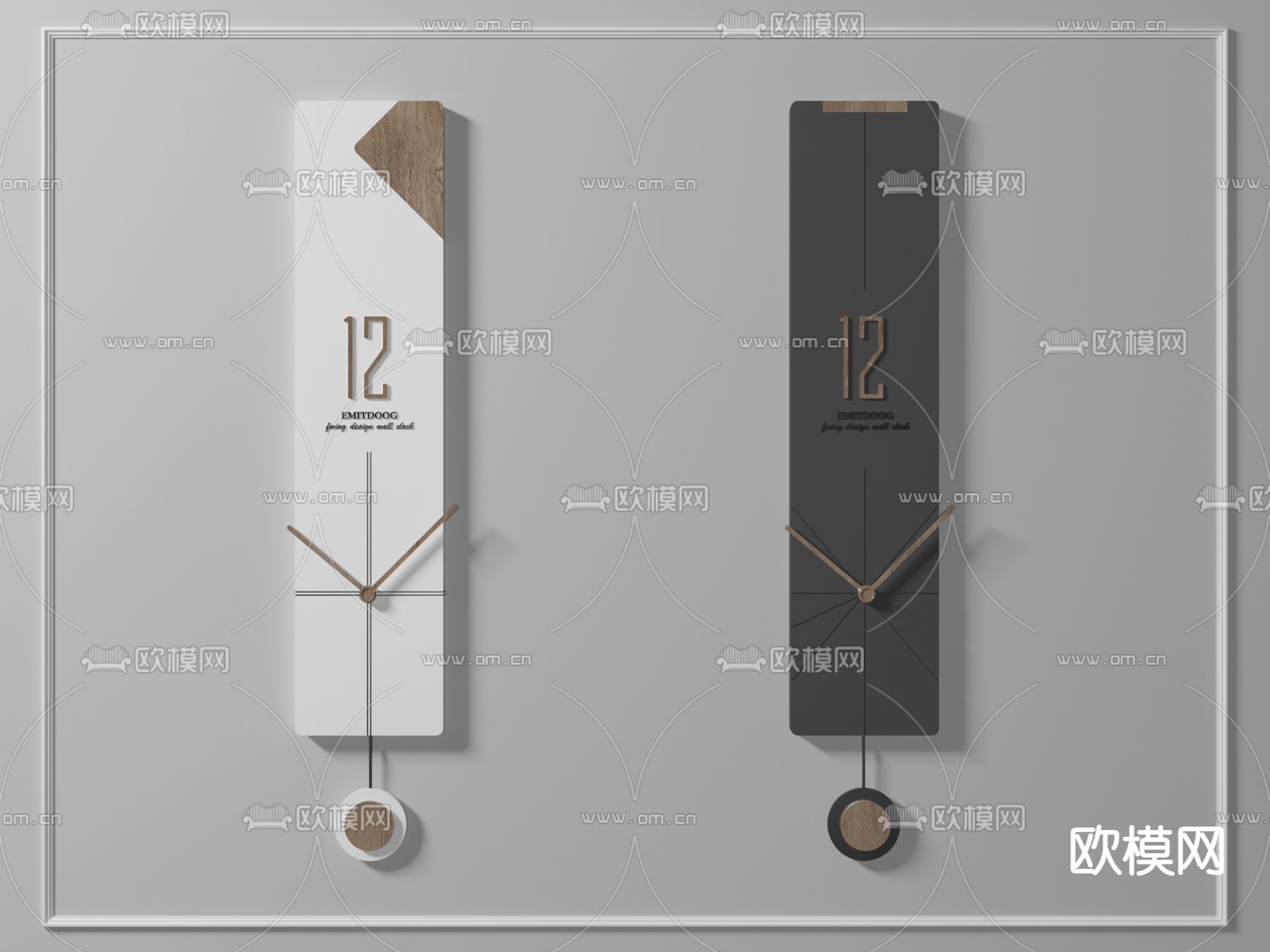 现代几何挂钟3d模型下载