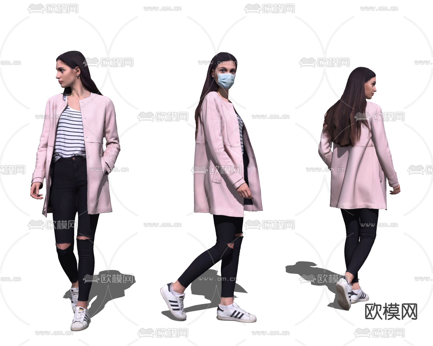 现代职业女性人物su模型