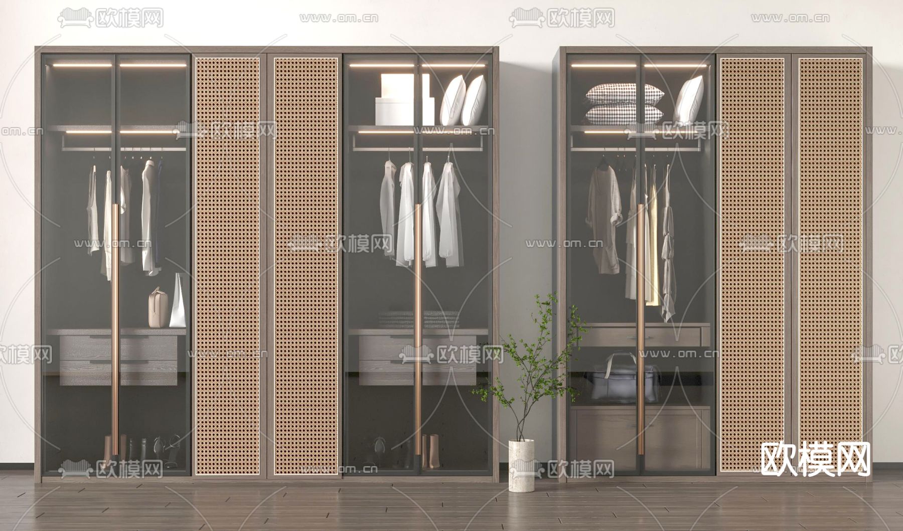 新中式衣柜su模型下载（渲染图1）