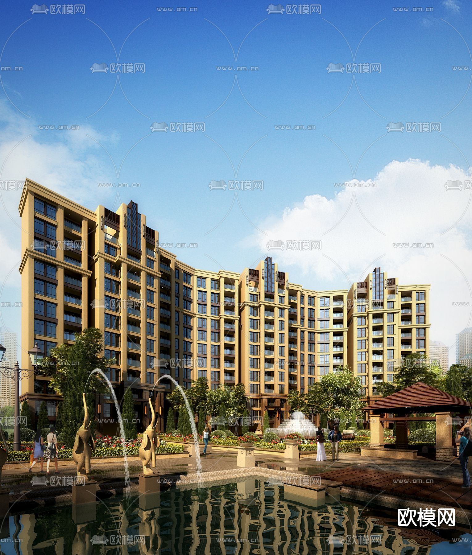 现代住宅su模型下载（渲染图1）